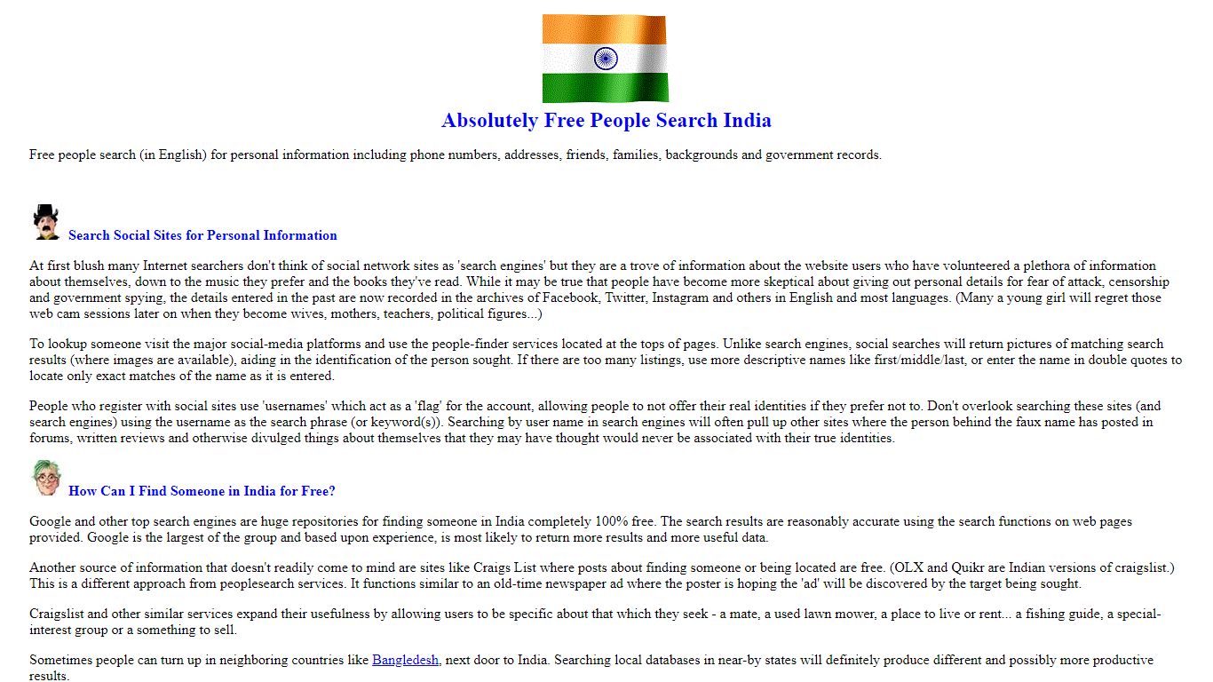 Absolutely Free People Search India